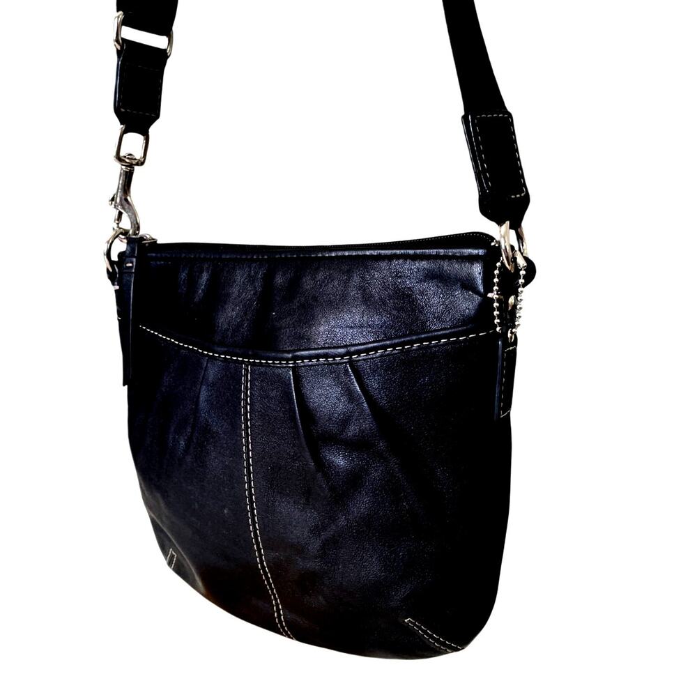 Coach Vintage Leather Adjustable Strap Swingback Crossbody Black